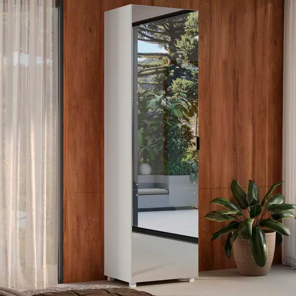 ARMARIO MULTIUSO 0.60CM 1 PORTA SAPATEIRA C/ESPELHO VERSA BRANCO 702022-01 A213XL60XP46 TELASUL 