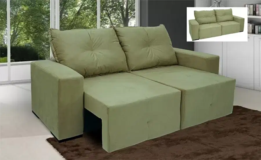 SOFA 3 LUGARES 1.80M RETRATIL/RECLINAVEL 2SS MONTANA BEGE TEC V01 C/MOLAS JW 