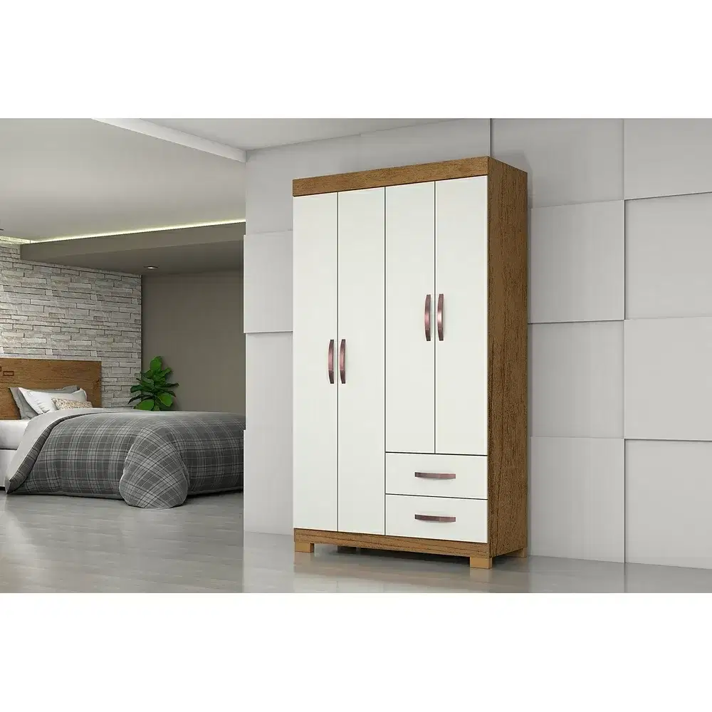 GUARDA ROUPA 4 PORTAS 2 GAV 1.09M LIGHT PLUS CINAMOMO/OFF 12/12MM C/PE A190XL109XP44 JOSAN 